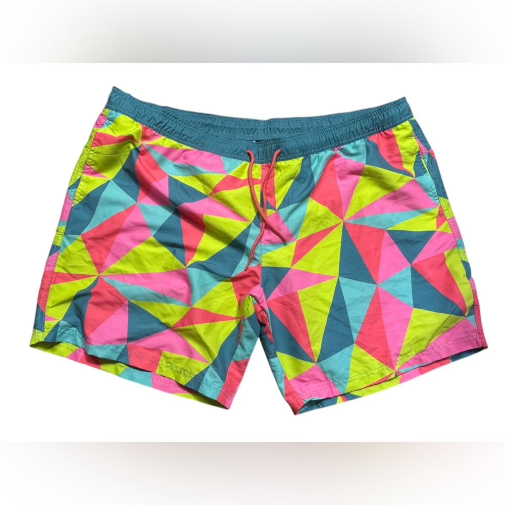 MAD ENGINE men’s geometric shape artsy colorful swim trunks size XXL NWT